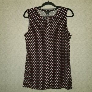 Liz Claiborne Career Women's Tank Blouse Medium Tall Sleeveless‎ Top Black Pink